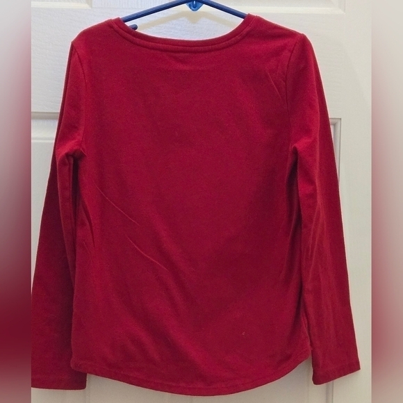Girls red Grinch theme Christmas shirt long sleeve size 6/6X - Picture 2 of 3